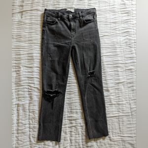 Free People black ripped skinny crop jeans